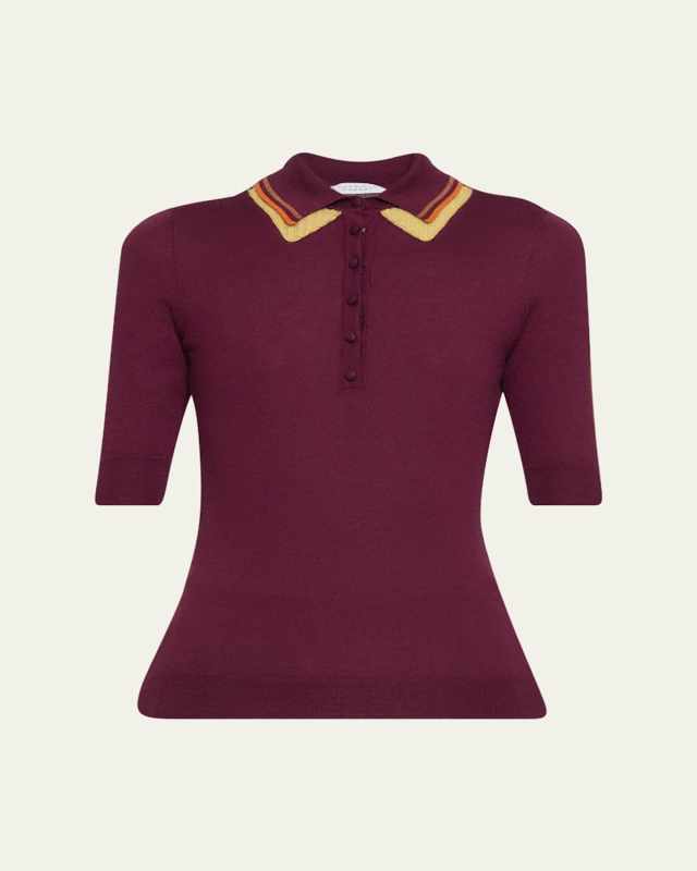 Wendelyn Cashmere-Silk Polo Top